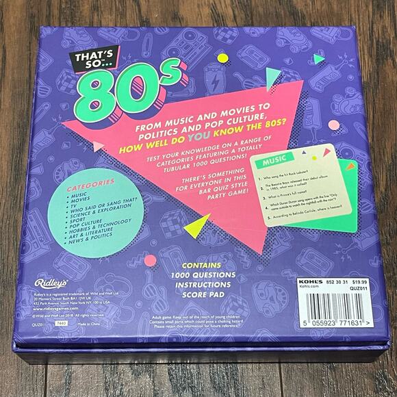 Thats So 80s Trivia Card Game Adult Party 2+ Players Item QUZ011 Complete Game - Picture 3 of 15